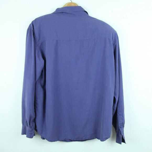 Vintage Women's Large Silk Blouse Flap Pocket Minimal Officecore Luxury 90s FLAW - Picture 7 of 8